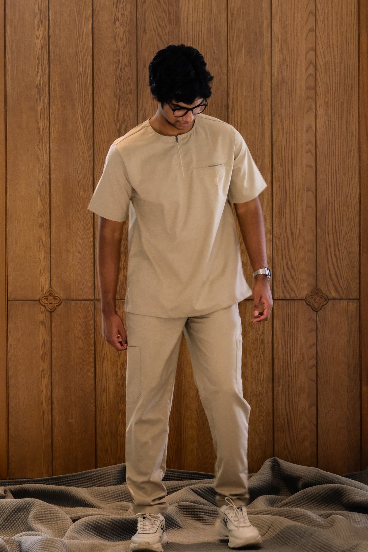 Men's Agaon scrub shirt in Beige