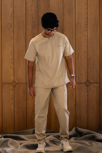 Men's Agaon scrub shirt in Beige