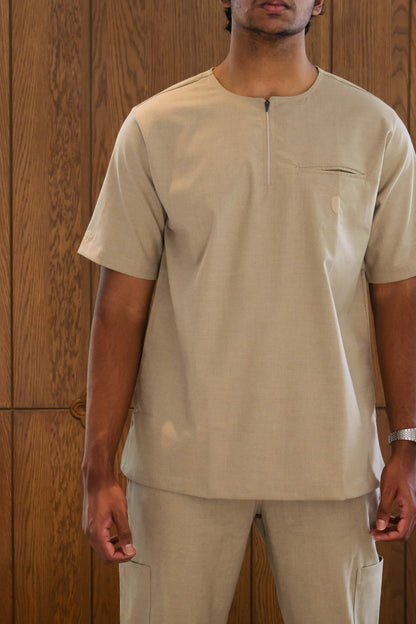 Men's Agaon scrub shirt in Beige