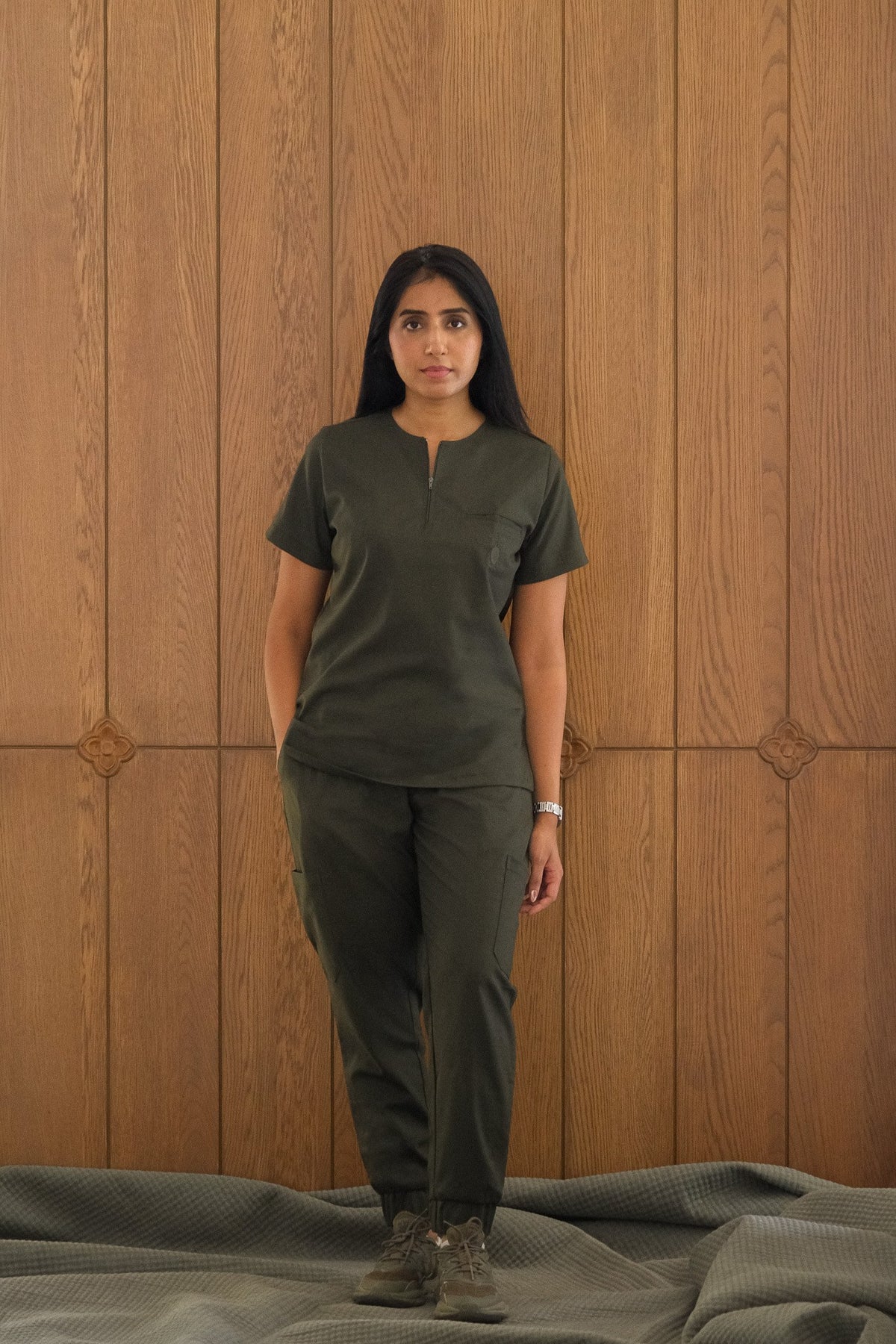 Women's Agaon scrub set in Forest Green - Main view