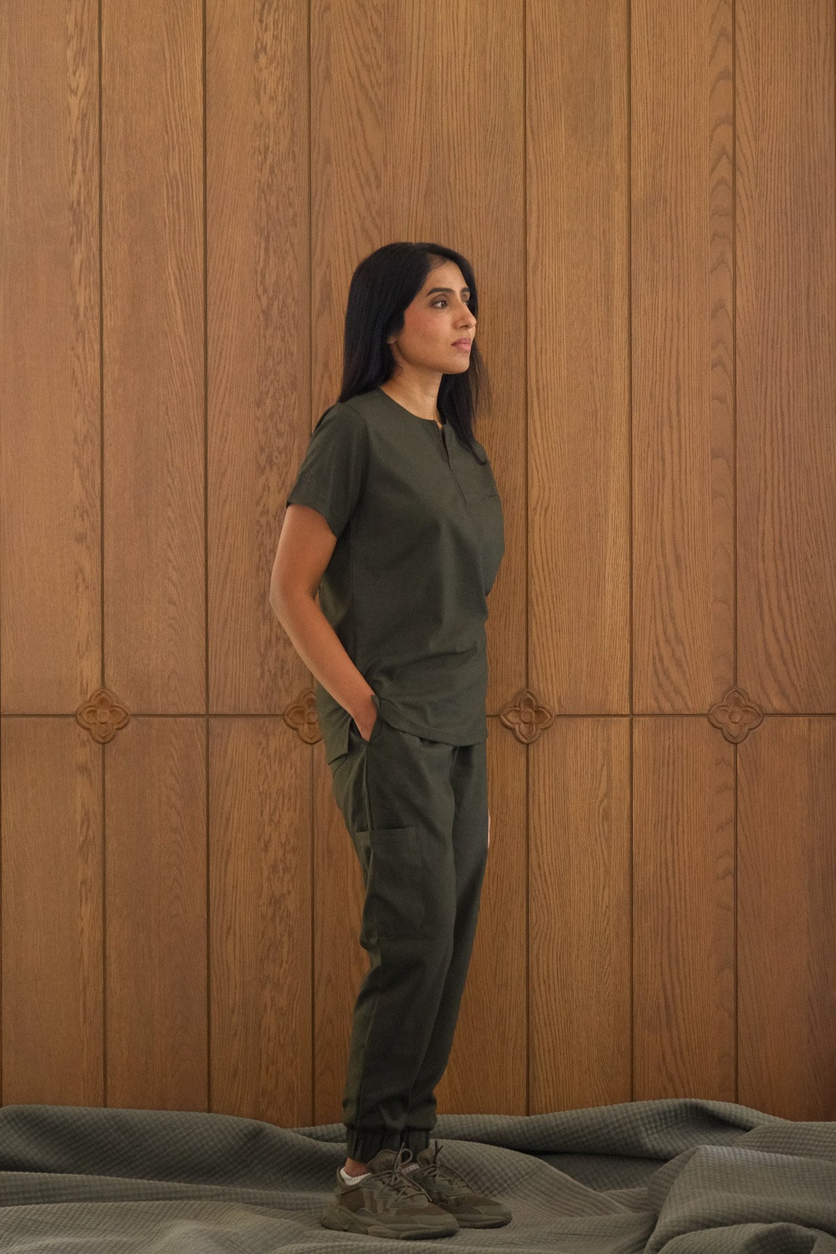 Women's Agaon scrub set in Forest Green